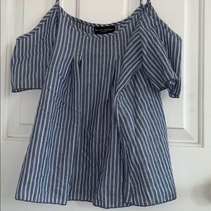 Spaghetti over the shoulder stripe blouse